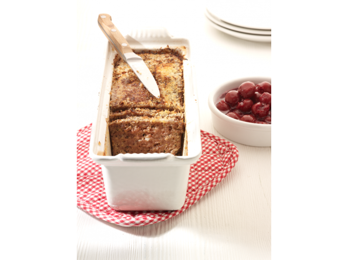 Gehaktbrood met warme kriekjes
